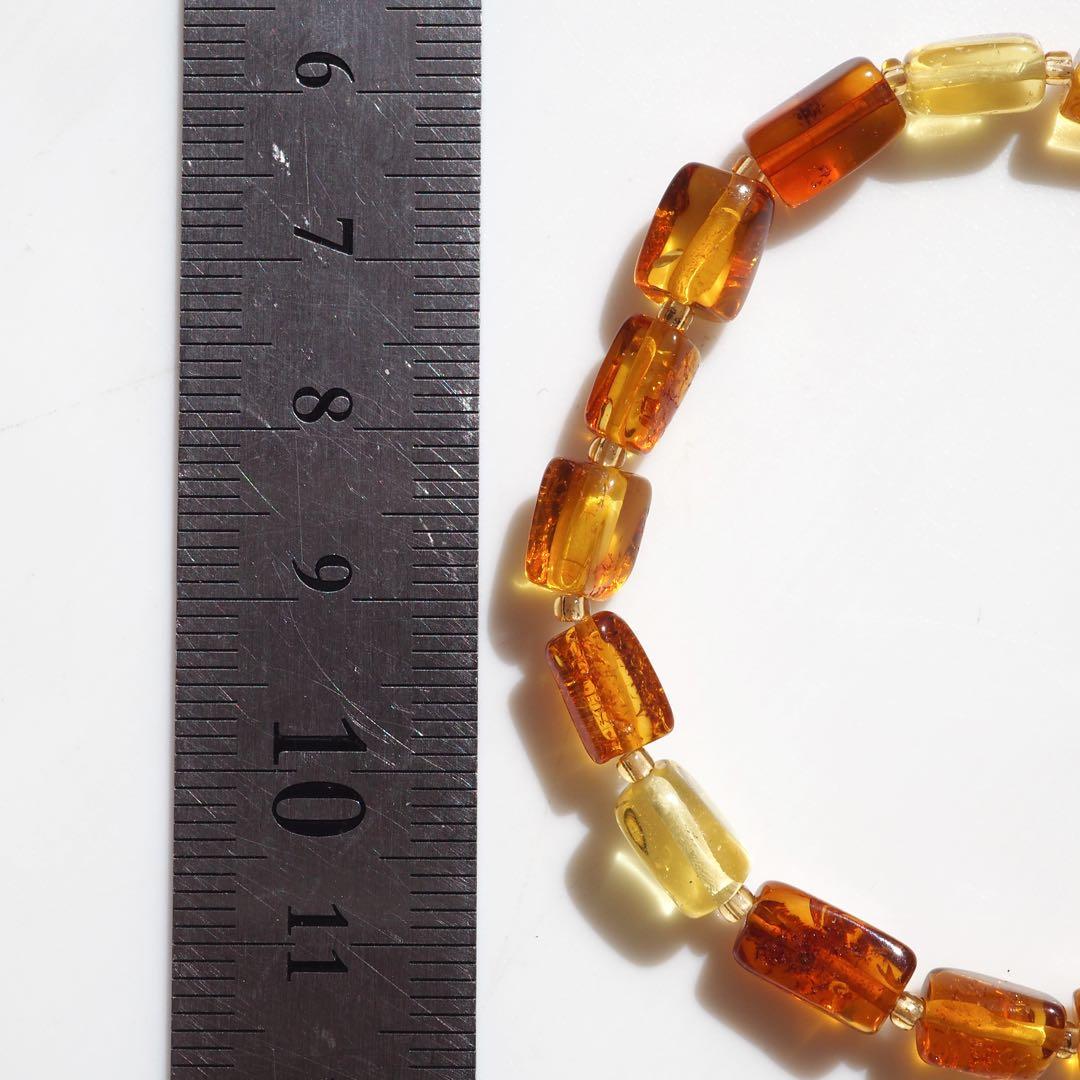 【blue.ks】天然琥珀バルティックアンバーのゴムブレスレット