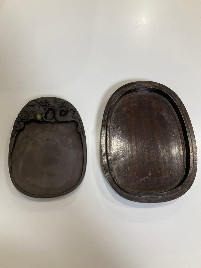 中国　端渓硯　雲龍刻 石眼