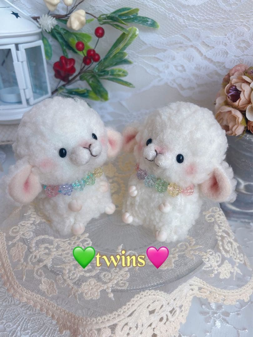 ☆★ハンドメイドぬいぐるみ☆★ こんぺいとうちゃん　ふたご❤️こひつじちゃんミント