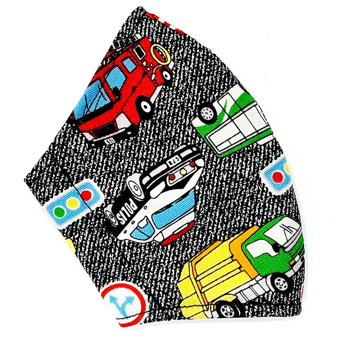 No.481 オーダーマスク　働く車　パトカー　消防車　救急車　キッズマスク