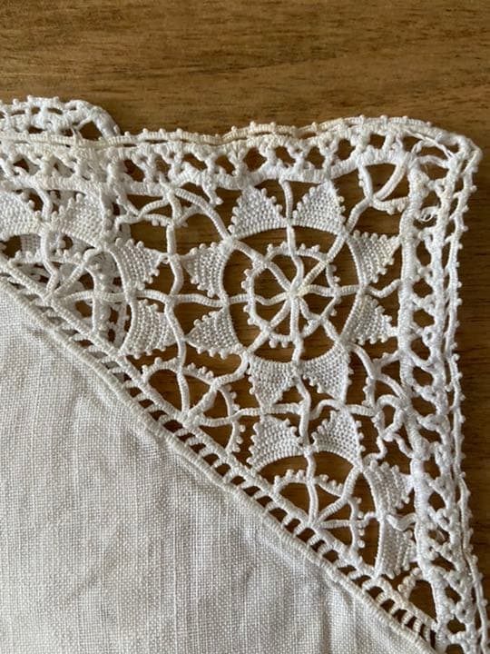最終値下げ！フランスアンティークレースナプキン4枚セット☆ホワイトクロス