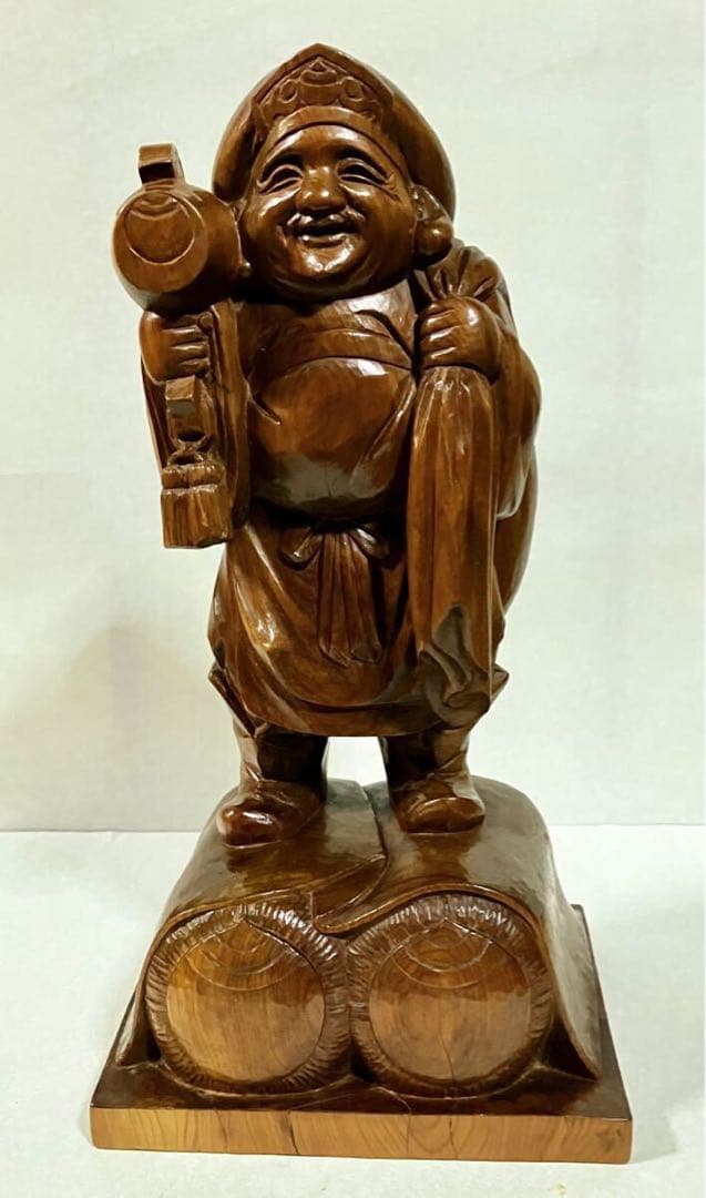 ☆0219 新田藤太郎作　木彫り　大黒天像