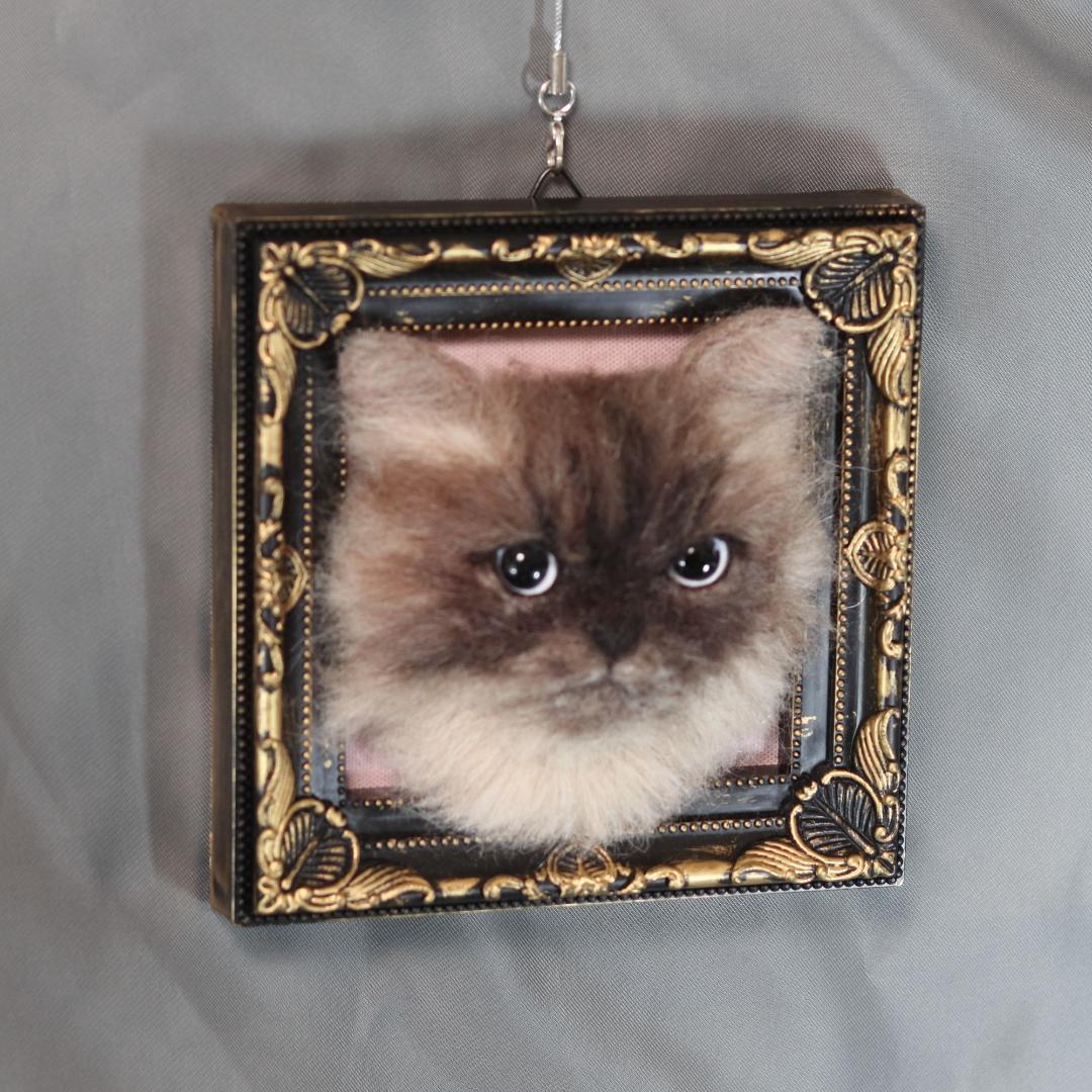 羊毛フェルト　猫　ヒマラヤン　ハンドメイド　オーダー　フレーム