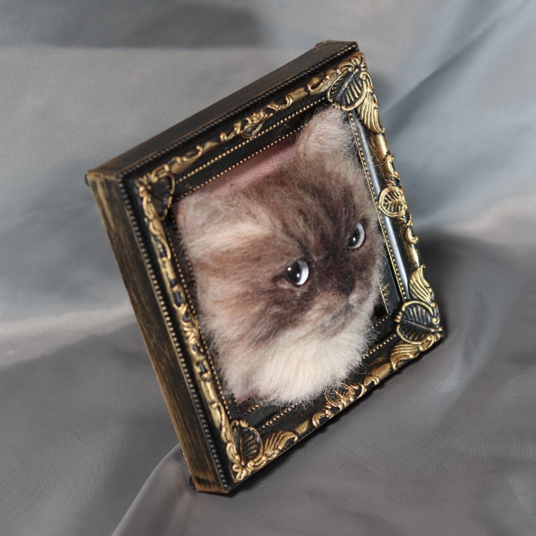 羊毛フェルト　猫　ヒマラヤン　ハンドメイド　オーダー　フレーム
