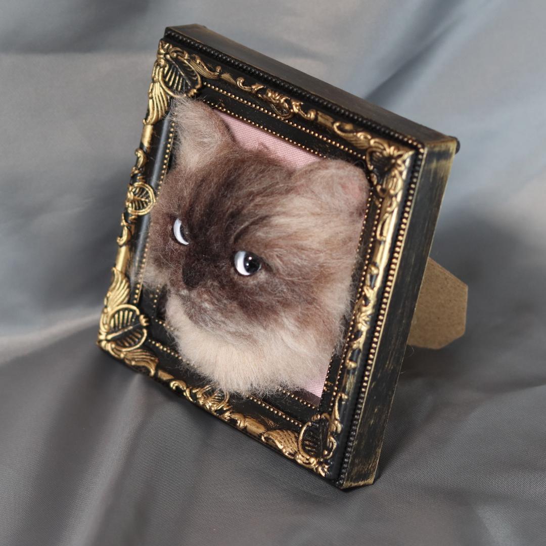 羊毛フェルト　猫　ヒマラヤン　ハンドメイド　オーダー　フレーム