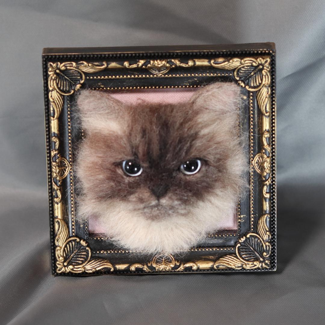 羊毛フェルト　猫　ヒマラヤン　ハンドメイド　オーダー　フレーム
