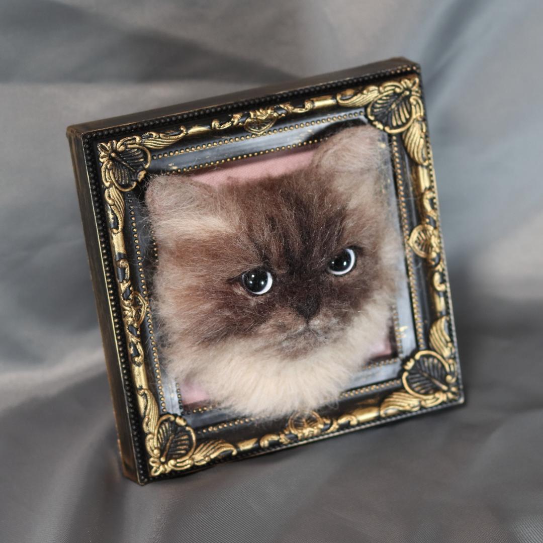 羊毛フェルト　猫　ヒマラヤン　ハンドメイド　オーダー　フレーム