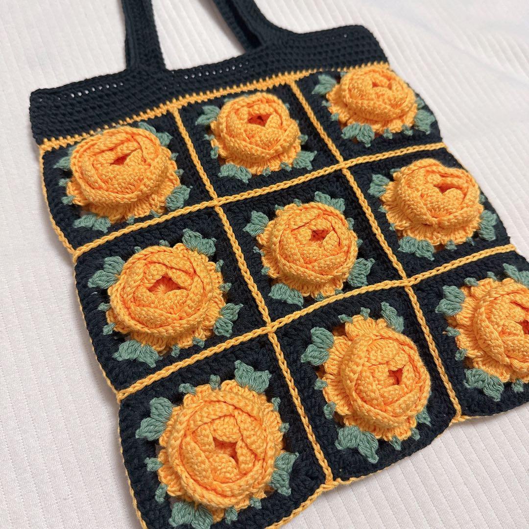 ◇藤まろ ◇ 手提げバッグ & かぎ針ケース