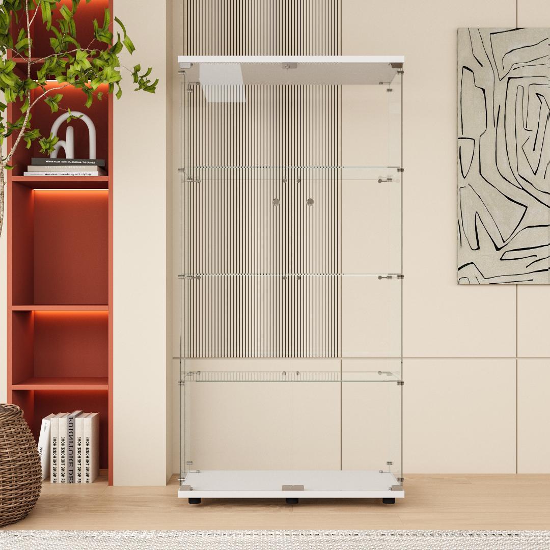 《値下げ》【新品】ガラスコレクションケース｜フィギュア収納に最適｜4段ワイド白