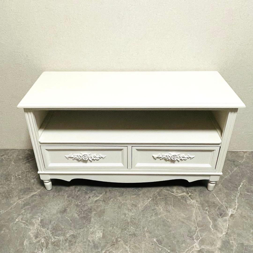 フレンチカントリー 北欧調　テレビボード 薔薇 ローズ エレガント飾り台