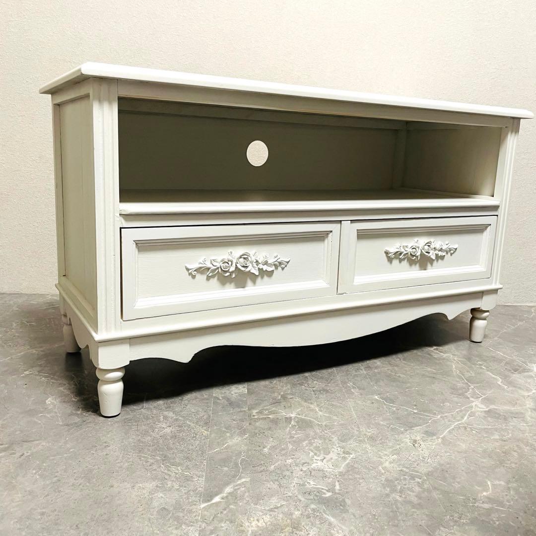 フレンチカントリー 北欧調　テレビボード 薔薇 ローズ エレガント飾り台