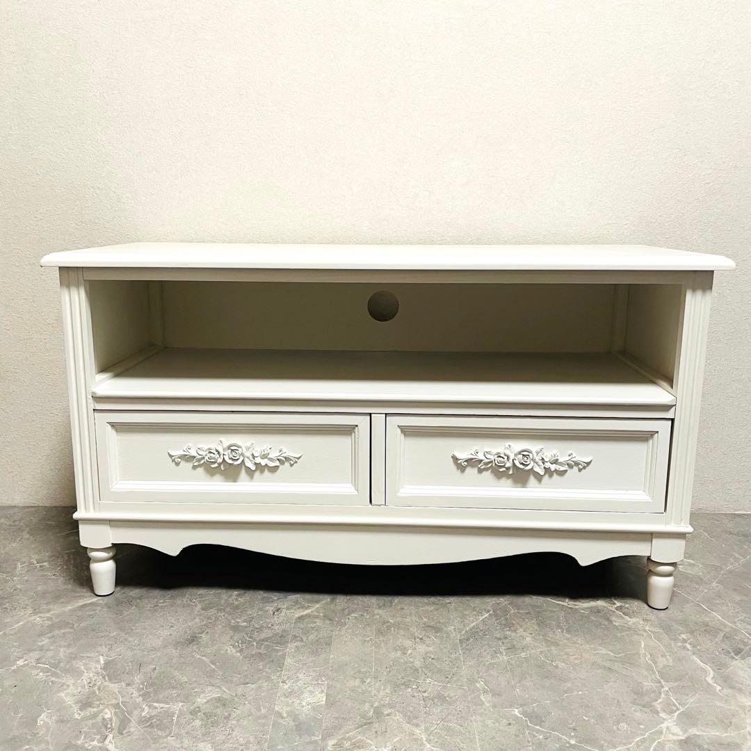フレンチカントリー 北欧調　テレビボード 薔薇 ローズ エレガント飾り台