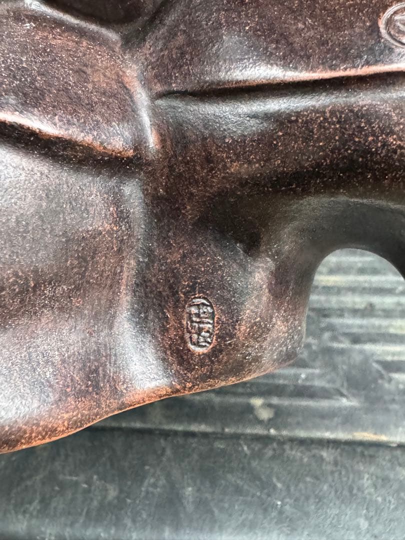 ‼️風になりました‼️唐物買取①‼️中国製‼️名前有り朱泥の紫泥製‼️唐子図の置物‼️