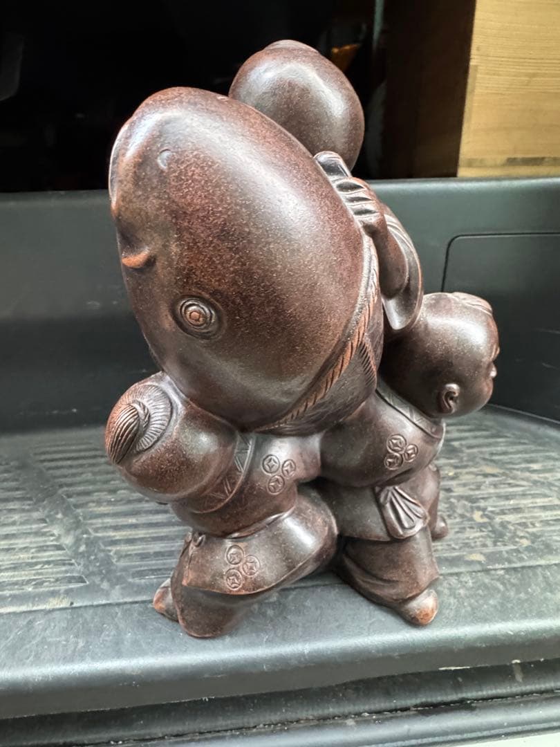 ‼️風になりました‼️唐物買取①‼️中国製‼️名前有り朱泥の紫泥製‼️唐子図の置物‼️