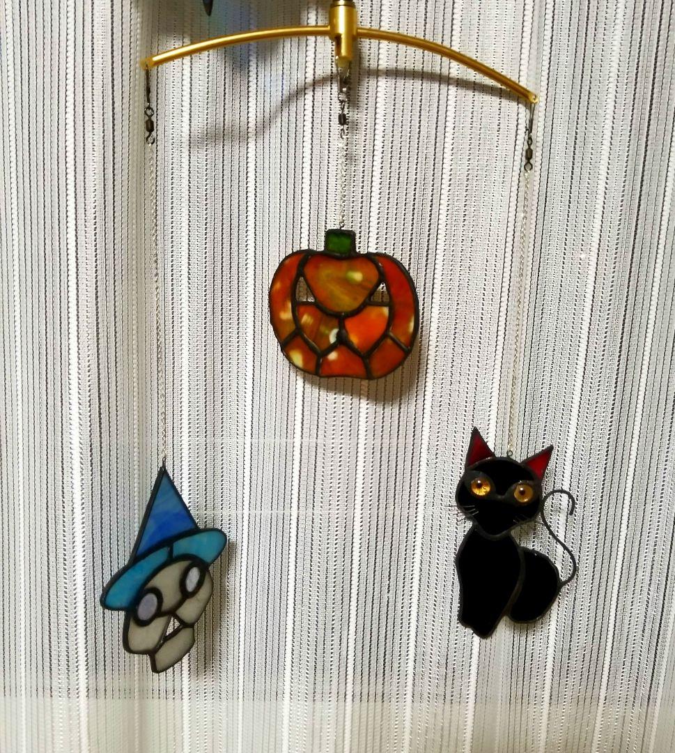 ステンドグラス　ハロウィンモチーフのモビール(バラ売りも可)