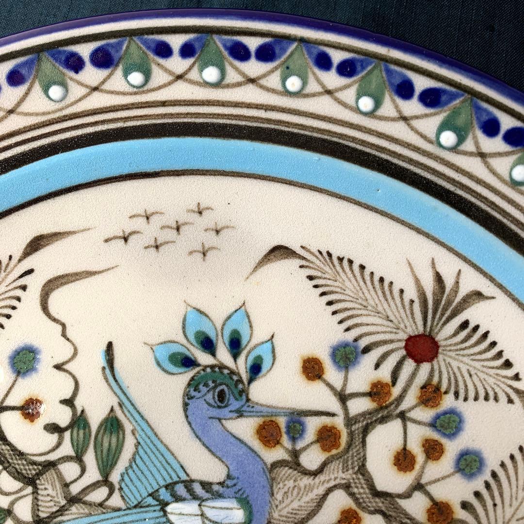 メキシコ　作家　Ken Edwardsトナラ焼 大皿　飾り皿 陶芸　手描き