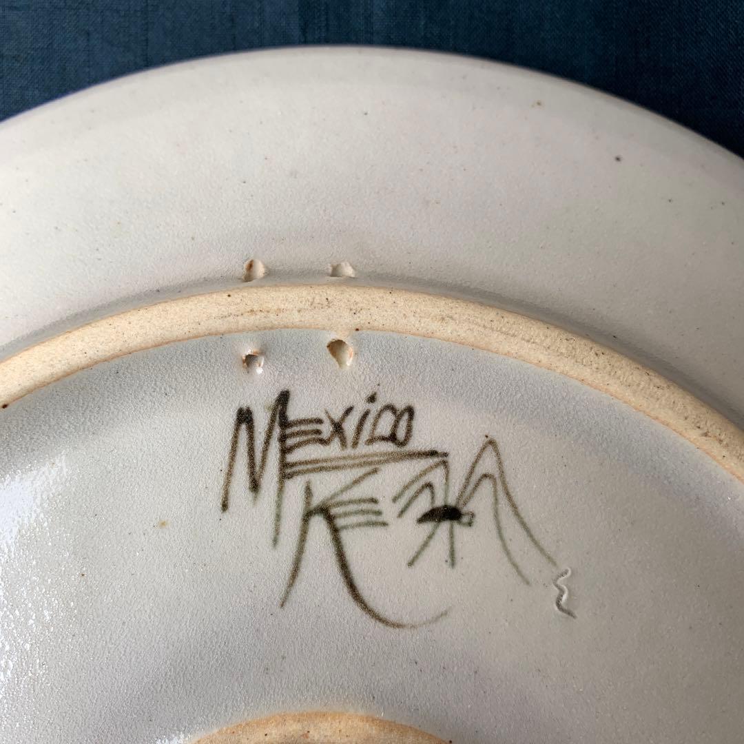 メキシコ　作家　Ken Edwardsトナラ焼 大皿　飾り皿 陶芸　手描き