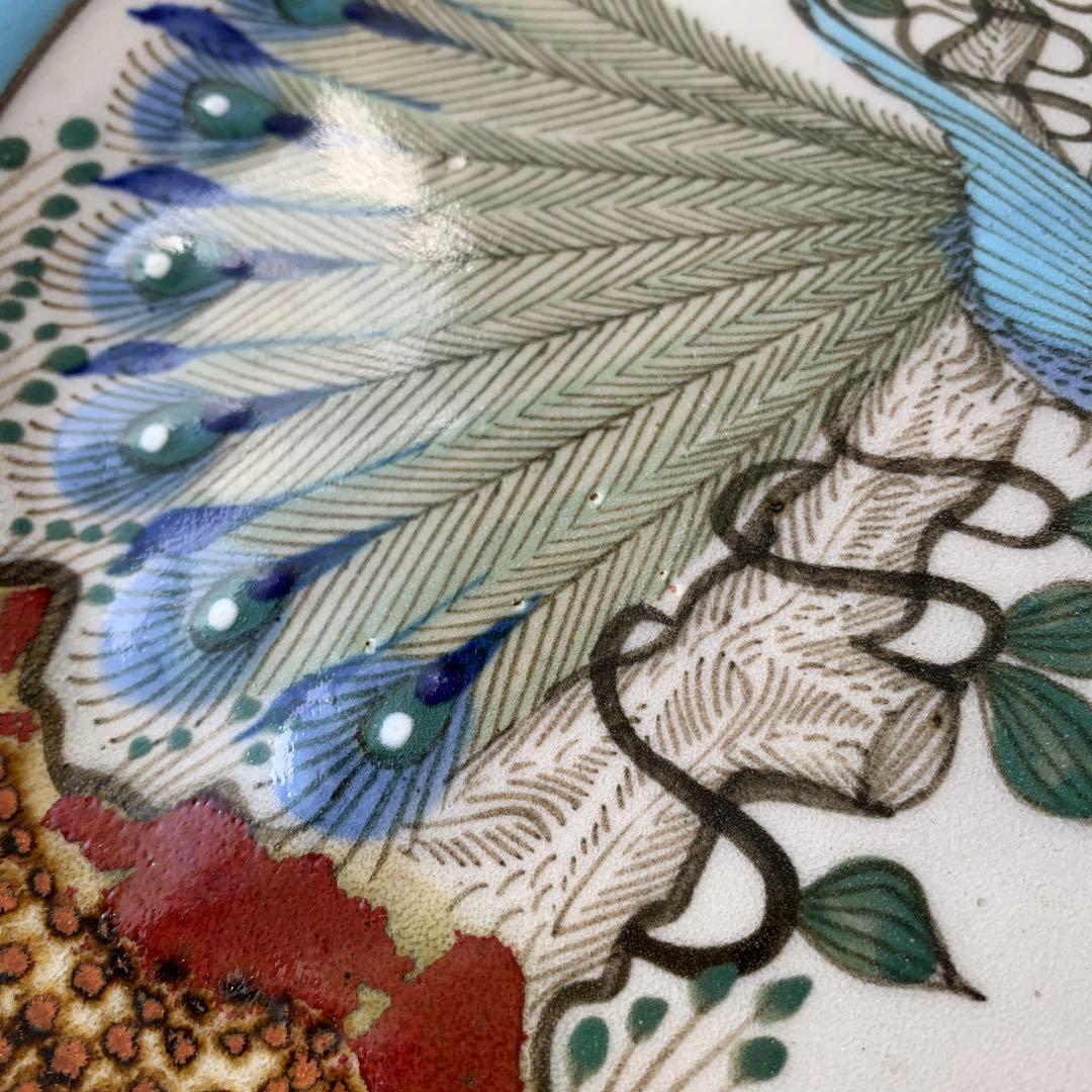 メキシコ　作家　Ken Edwardsトナラ焼 大皿　飾り皿 陶芸　手描き