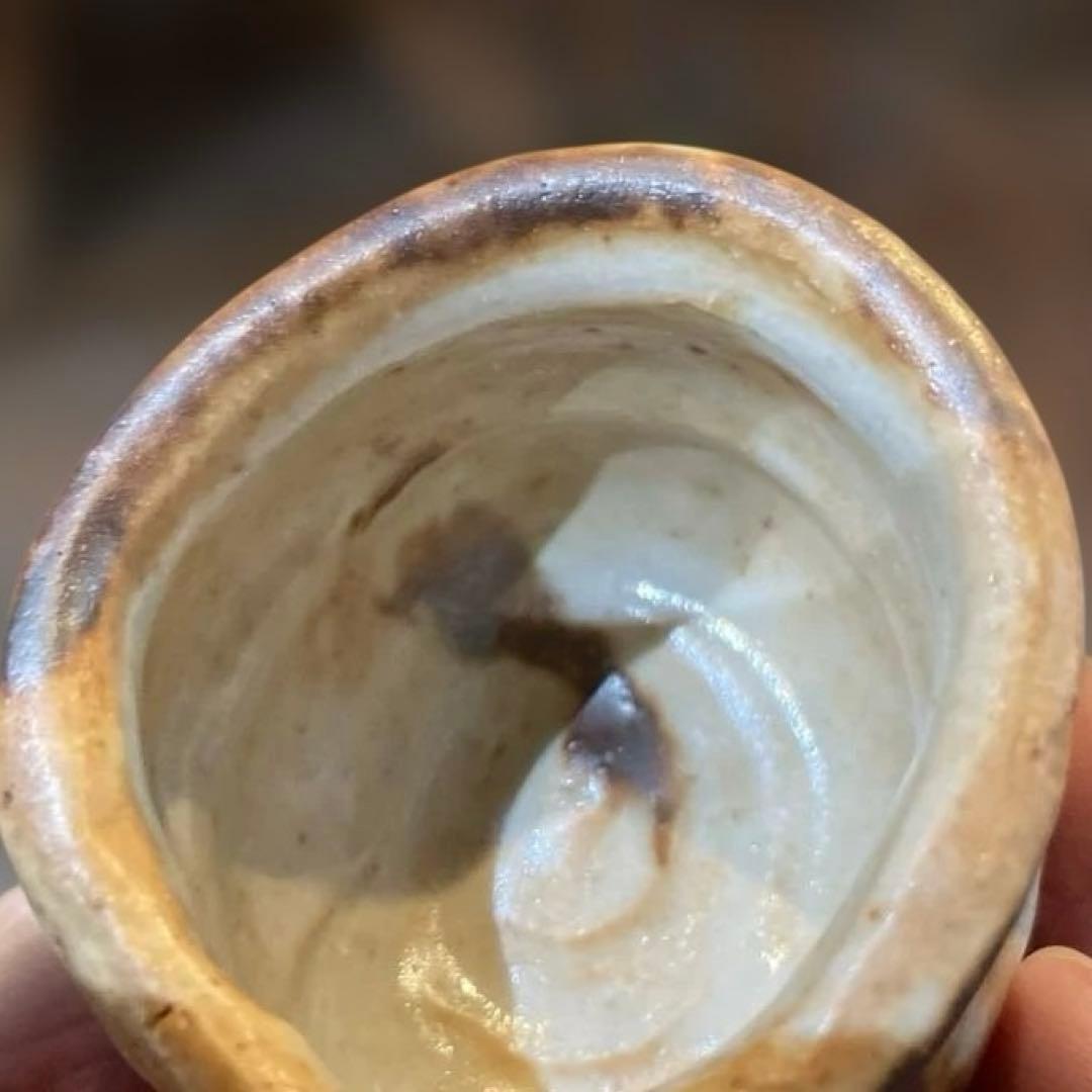 名工　高橋白ニ　志野ぐい呑　共箱