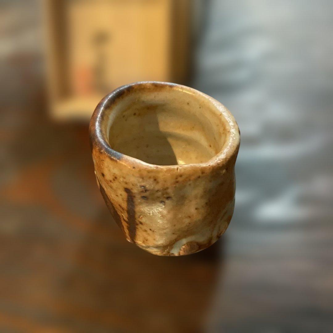 名工　高橋白ニ　志野ぐい呑　共箱