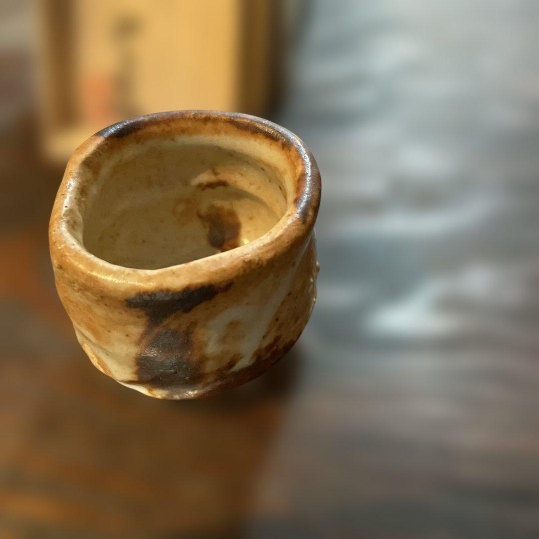 名工　高橋白ニ　志野ぐい呑　共箱