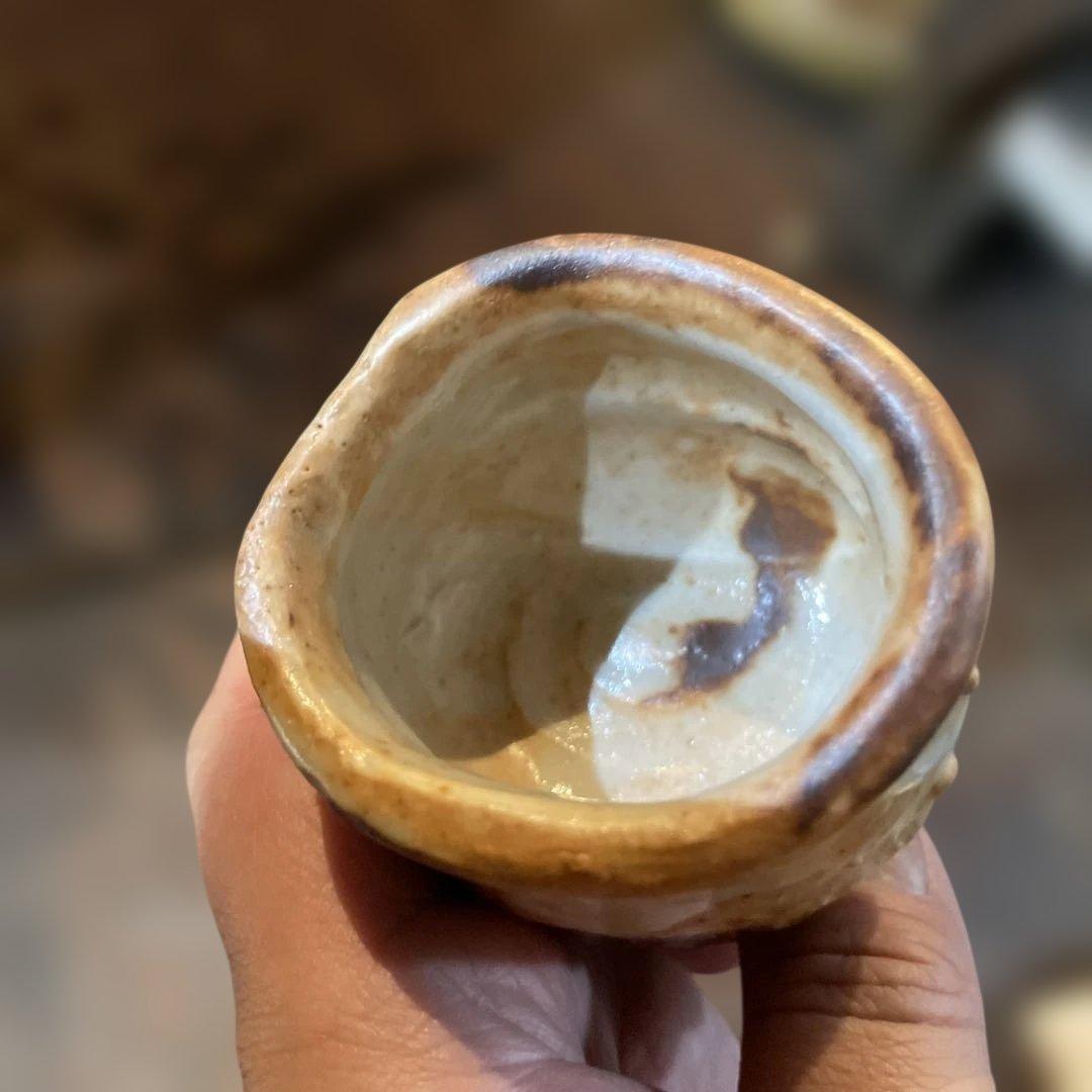 名工　高橋白ニ　志野ぐい呑　共箱