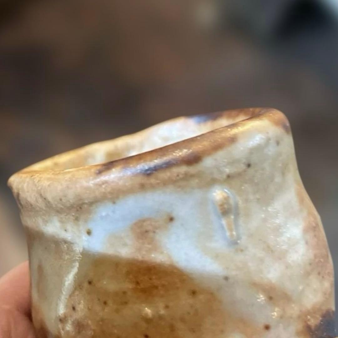 名工　高橋白ニ　志野ぐい呑　共箱