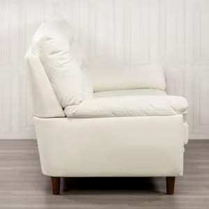 新品同様［3人掛］ソファ 幅209 合成皮革 アイボリー 色