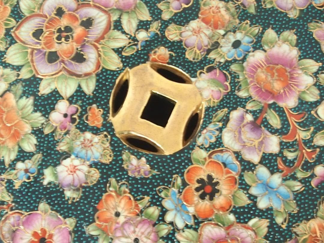 【美品】陶器製 スツール 椅子/花台/飾り台 美人画/花文/青粒 シノワズリ家具