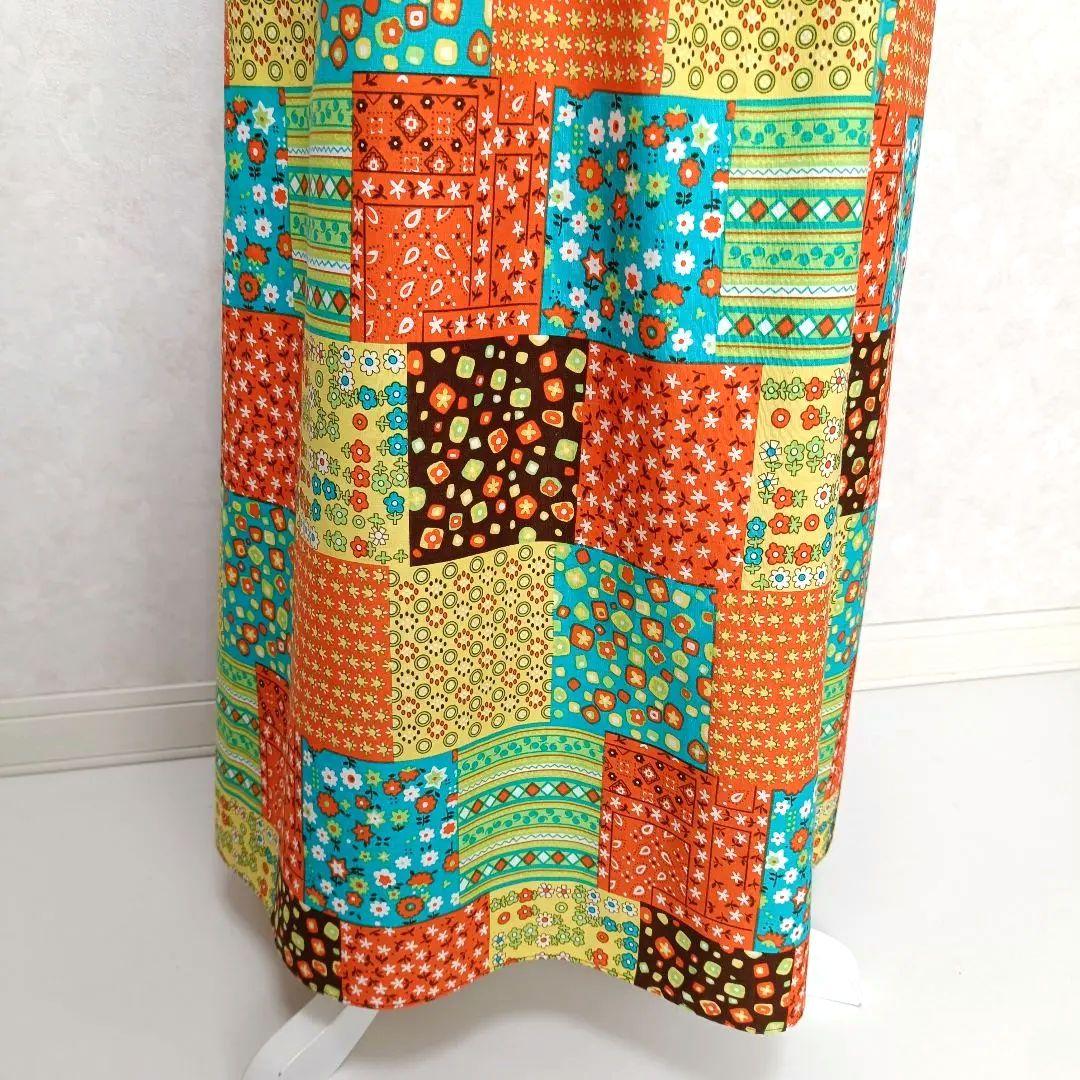 ヴィンテージ 70s パッチワーク柄 エプロンワンピース 日本製 ビンテージ