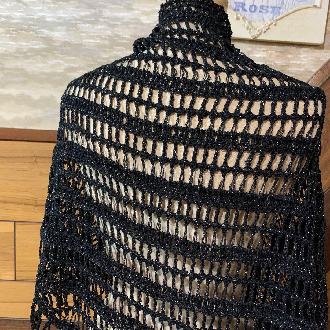 ☆新品 ハンドメイド作品 ブラックレース三角ショール¥15000