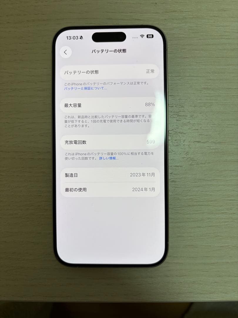 iPhone15pro ホワイトチタニウム128GB SIMフリー