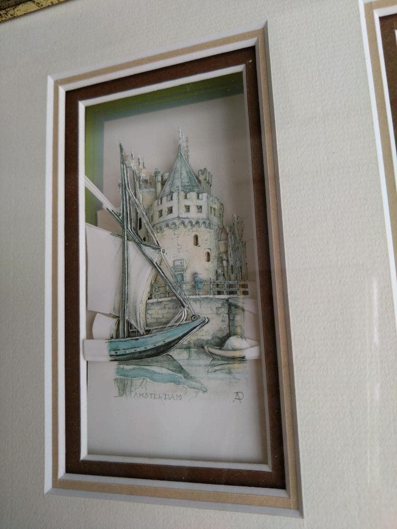 大型デコパージュ（シャドーボックス）オランダの街並み