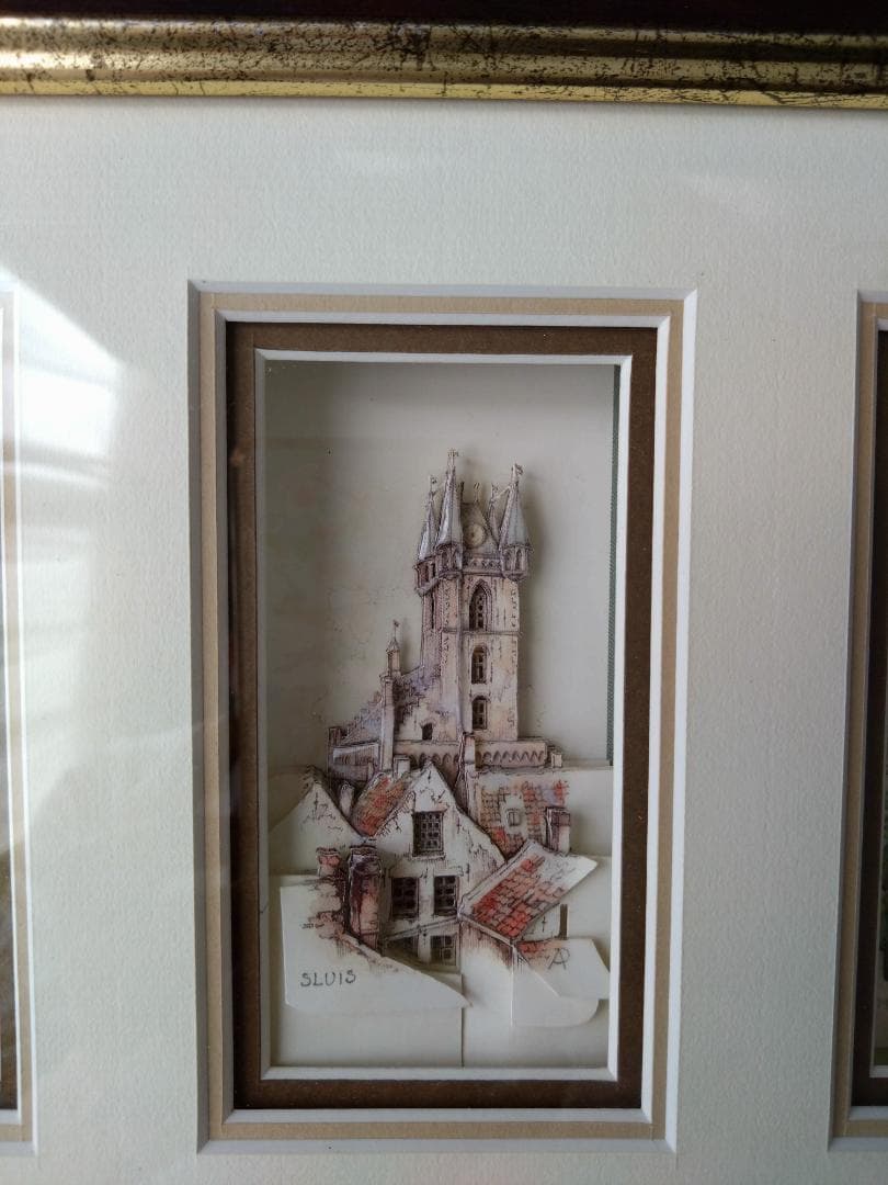 大型デコパージュ（シャドーボックス）オランダの街並み