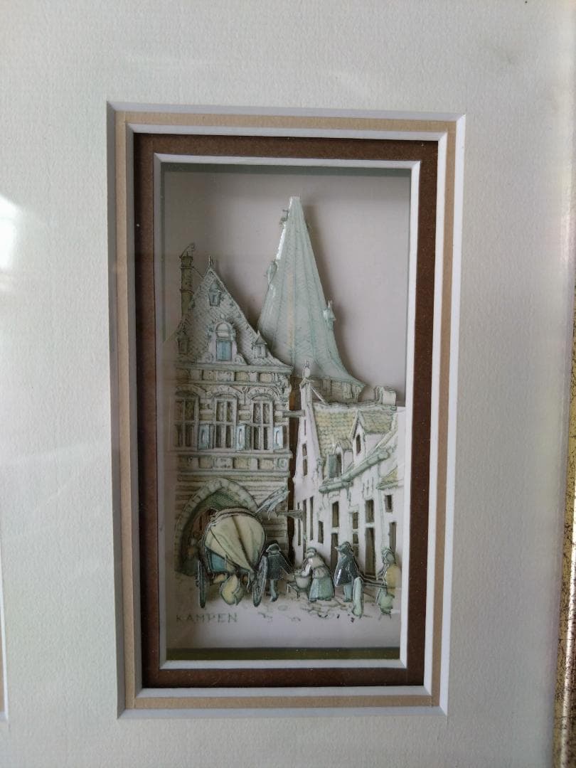 大型デコパージュ（シャドーボックス）オランダの街並み