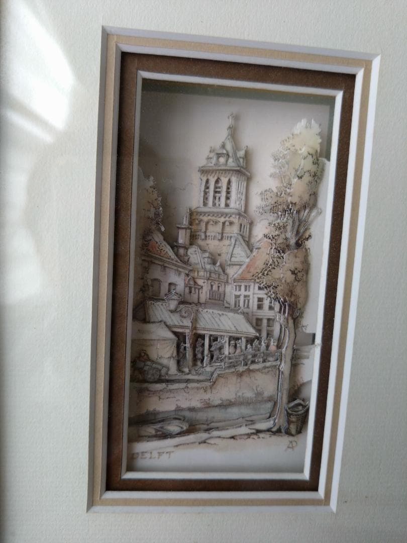 大型デコパージュ（シャドーボックス）オランダの街並み