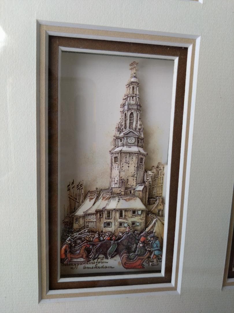 大型デコパージュ（シャドーボックス）オランダの街並み