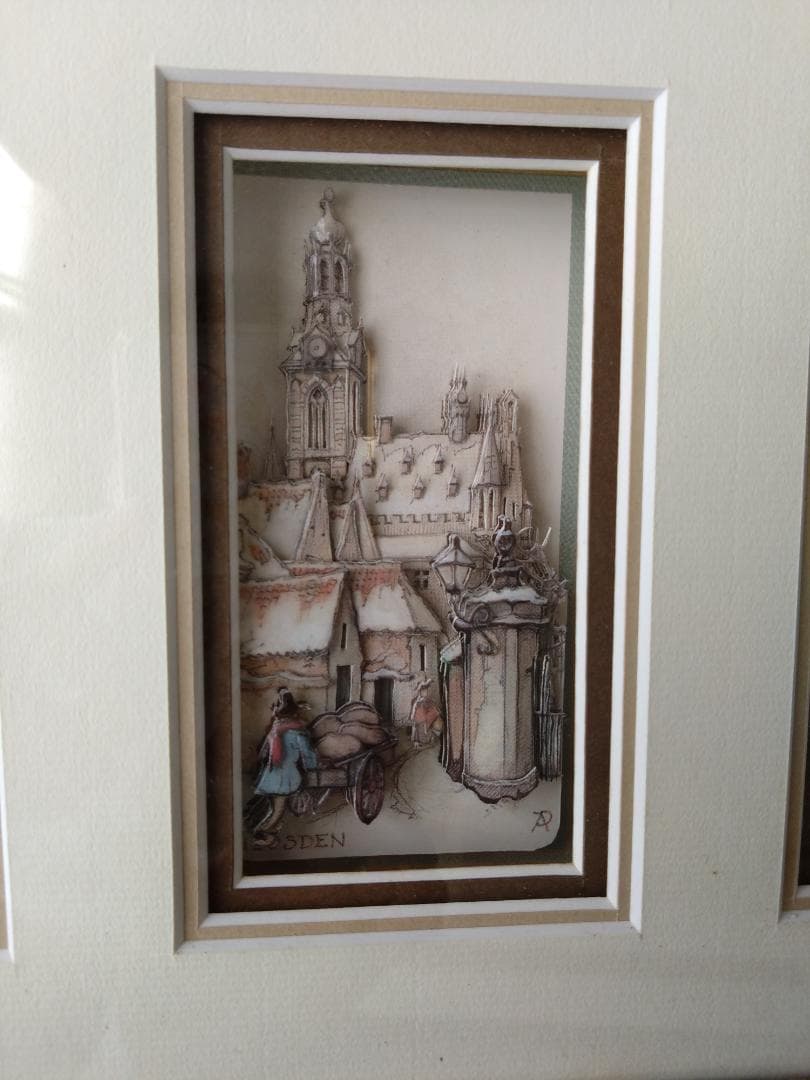 大型デコパージュ（シャドーボックス）オランダの街並み