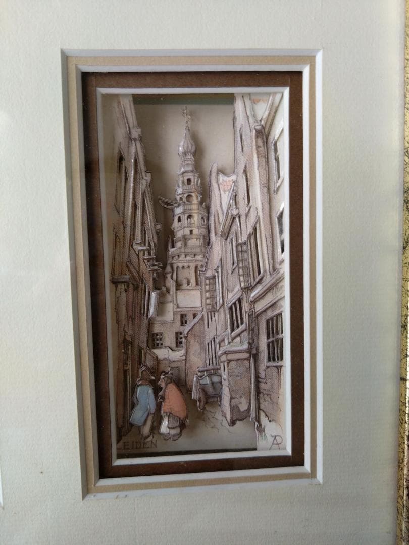 大型デコパージュ（シャドーボックス）オランダの街並み