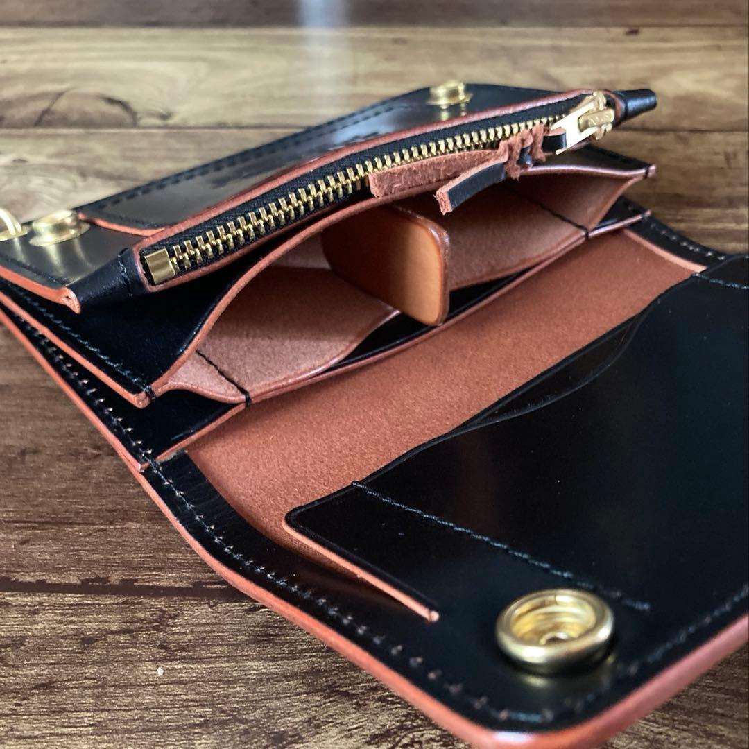 【やっほい様ご確認用】ミドルトラッカーウォレット 【お札を折らずに収納】