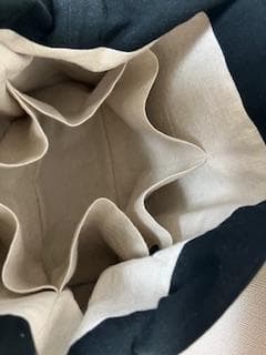 ハンドメイド　フリルショルダーバッグ　ブラック　リネン