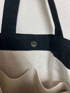 ハンドメイド　フリルショルダーバッグ　ブラック　リネン