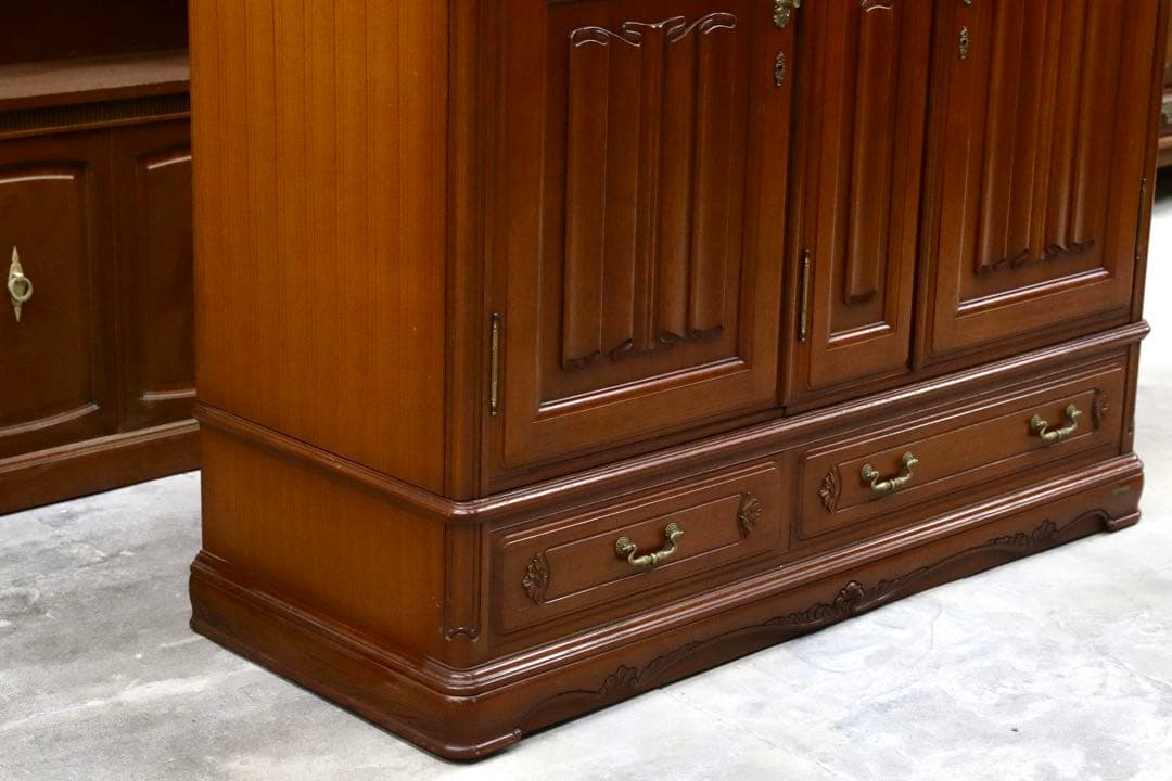 GMIH81○府中家具 最高級 ワードローブ 洋服箪笥 洋タンス チーク材 約