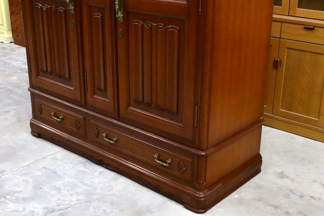 GMIH81○府中家具 最高級 ワードローブ 洋服箪笥 洋タンス チーク材 約