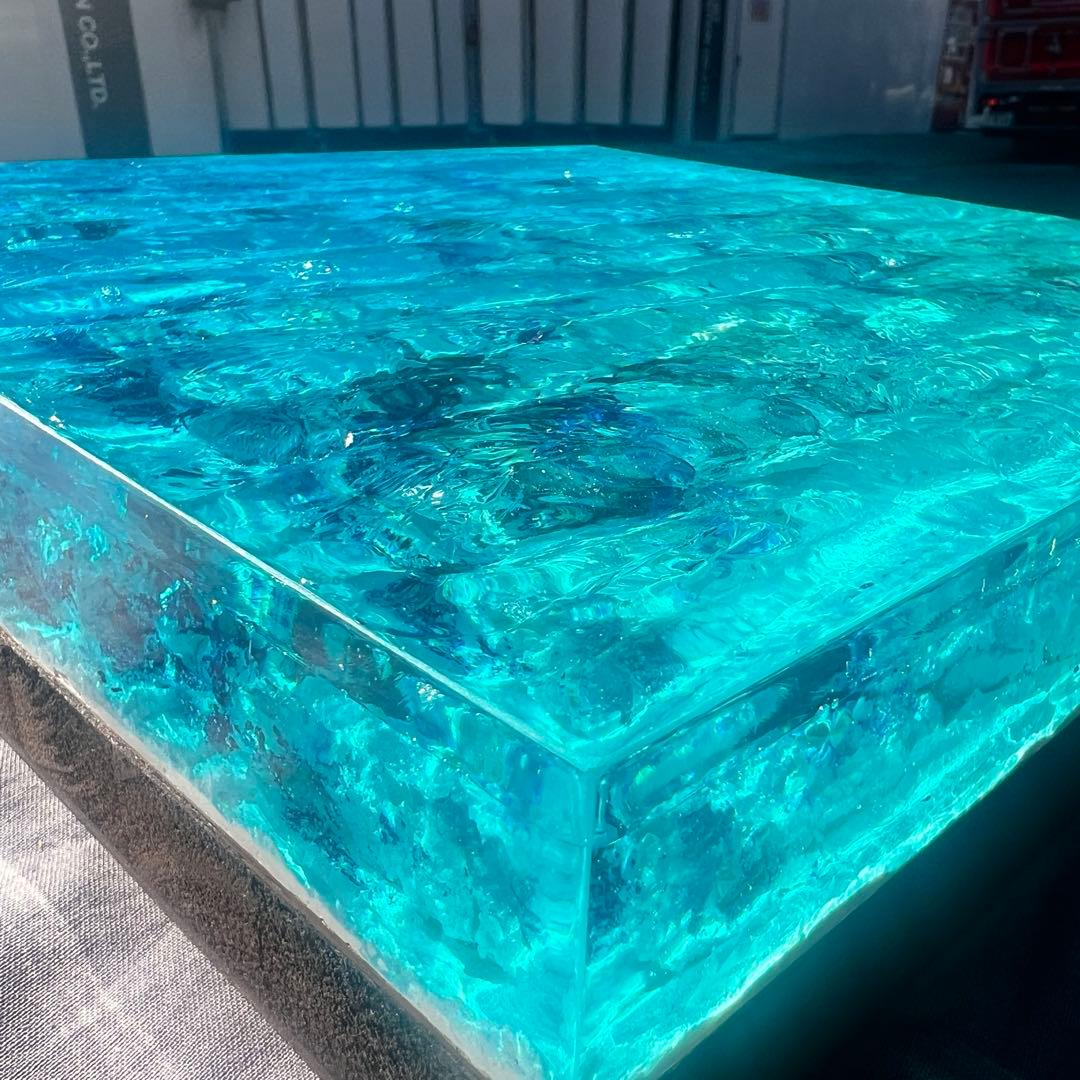 【波紋アート】Real Ocean／立体オブジェ／30cmプリズム×6cm