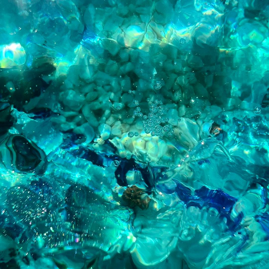 【波紋アート】Real Ocean／立体オブジェ／30cmプリズム×6cm