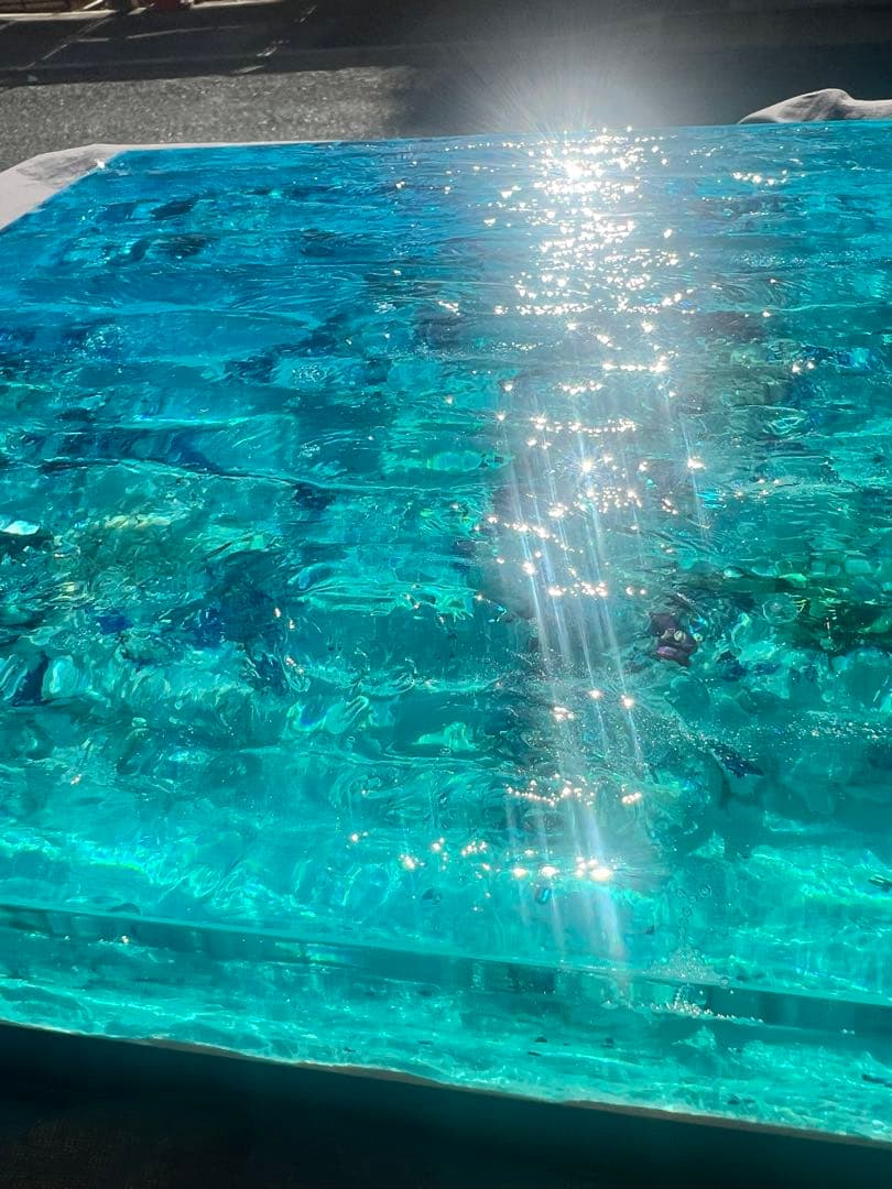 【波紋アート】Real Ocean／立体オブジェ／30cmプリズム×6cm