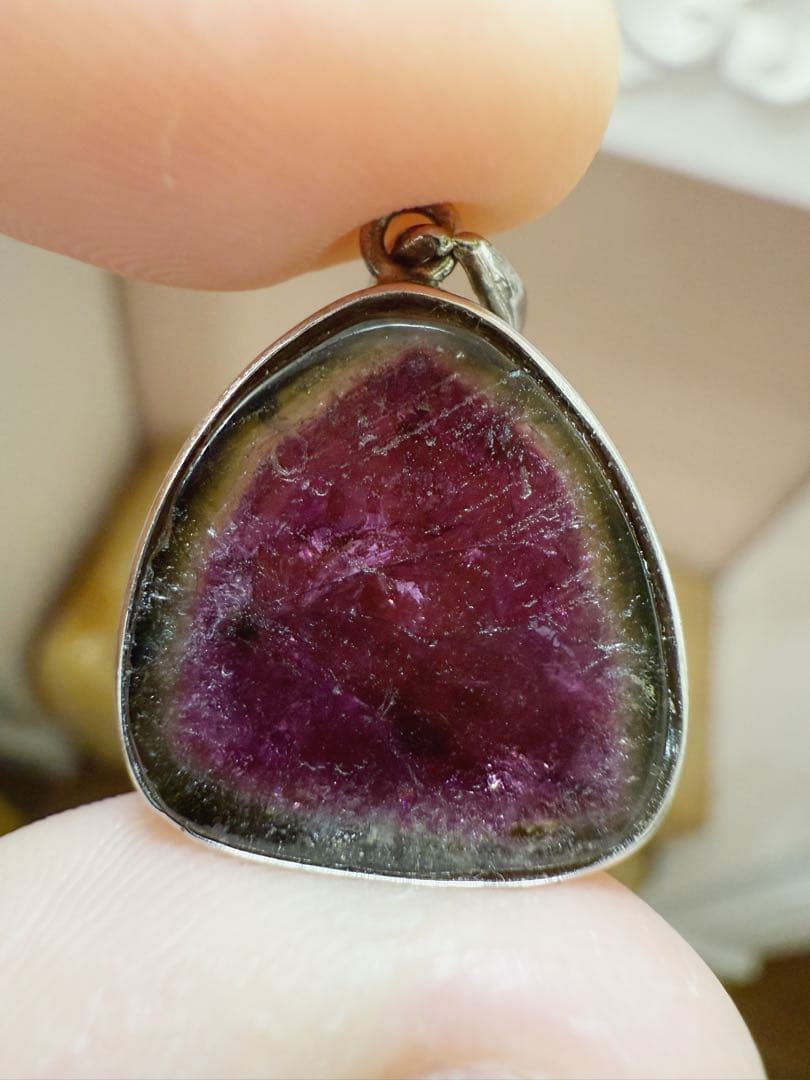 ウォーターメロントルマリン　ペンダントトップ　自然石　原石①