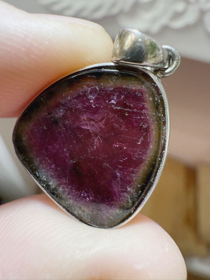 ウォーターメロントルマリン　ペンダントトップ　自然石　原石①