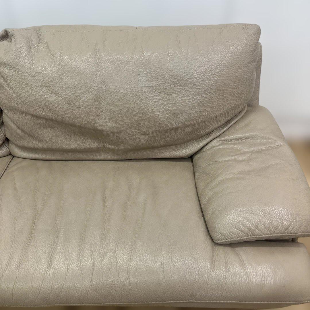 IDC家具　三人掛け本革ソファー　ベージュ